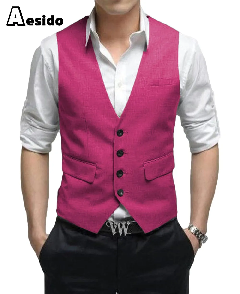 Men's Vest Single Breasted V Neck Waistcoat