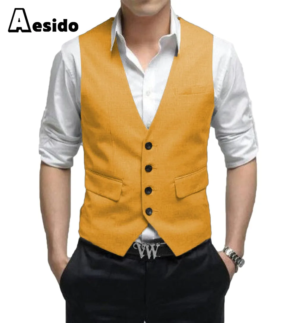 Men's Vest Single Breasted V Neck Waistcoat