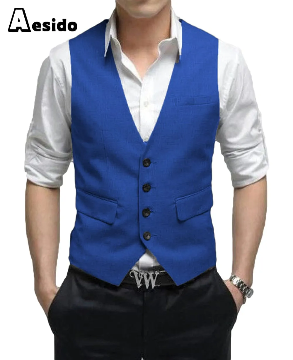 Men's Vest Single Breasted V Neck Waistcoat