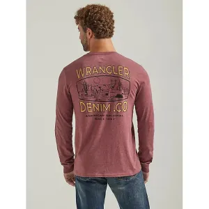 MEN'S WRANGLER LONG SLEEVE COYOTE BACK GRAPHIC T-SHIRT IN BURGUNDY HEATHER