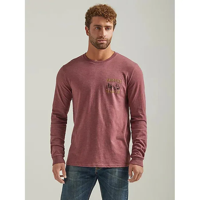 MEN'S WRANGLER LONG SLEEVE COYOTE BACK GRAPHIC T-SHIRT IN BURGUNDY HEATHER