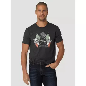 MEN'S WRANGLER MEXICAN FLAG GRAPHIC T-SHIRT IN CAVIAR HEATHER