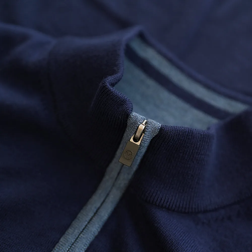 Mens Zip Neck Sweater (Navy/Denim)