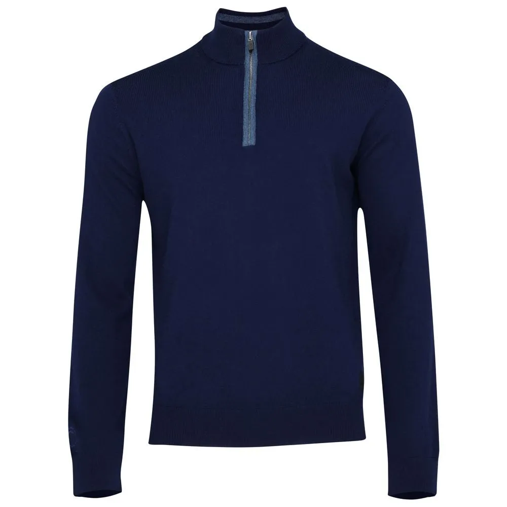 Mens Zip Neck Sweater (Navy/Denim)