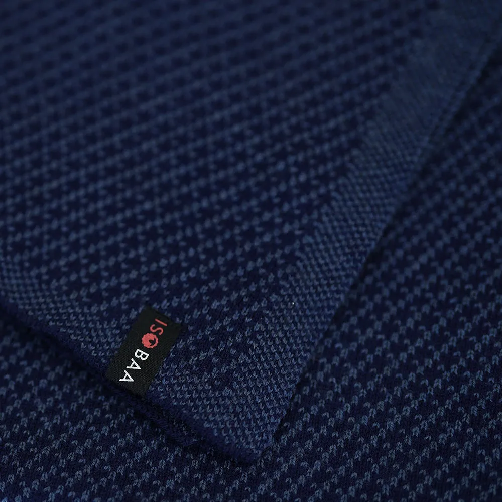 Merino Jacquard Shawl (Navy/Denim)