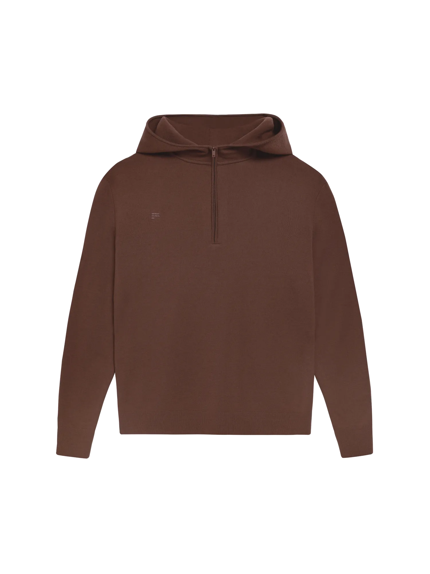 Merino Wool Half Zip Hoodie—chestnut brown