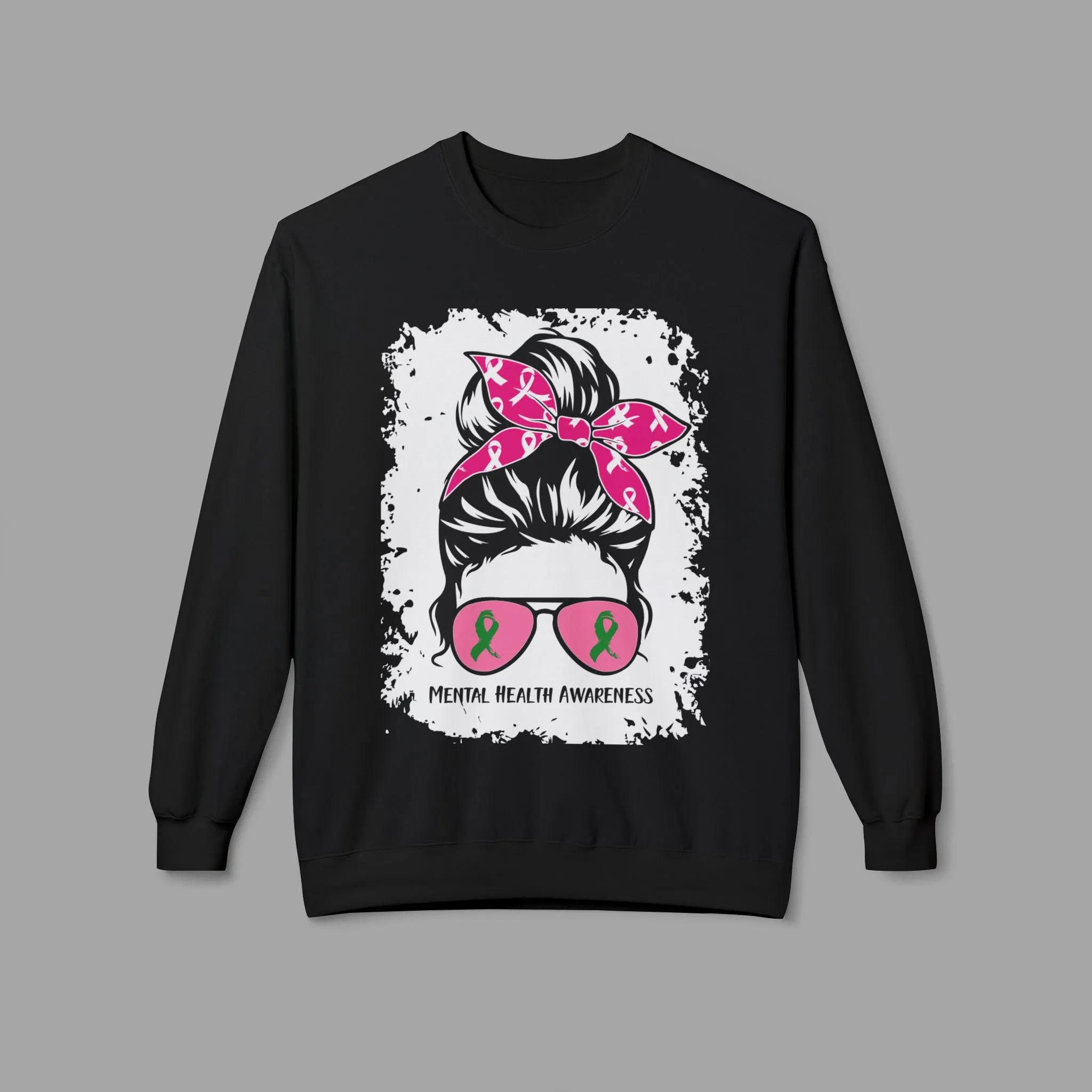 Messy Bun Mom Mental Health Awareness Sunglasses Unisex Heavy Blend Sweat Shirt