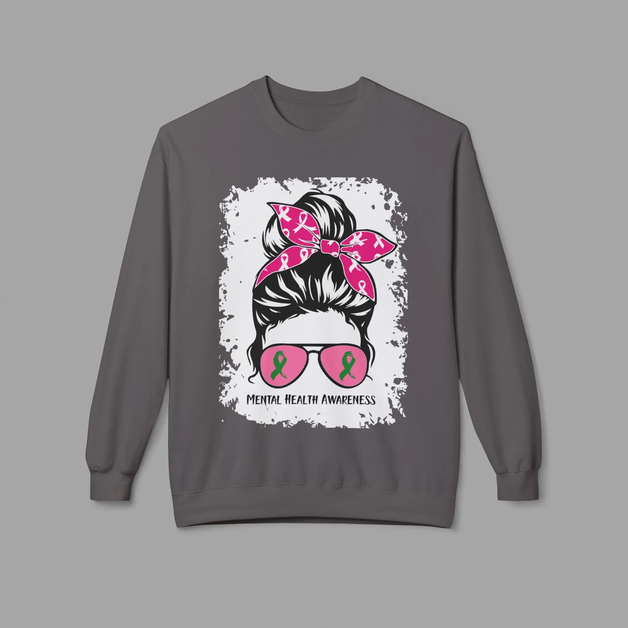 Messy Bun Mom Mental Health Awareness Sunglasses Unisex Heavy Blend Sweat Shirt