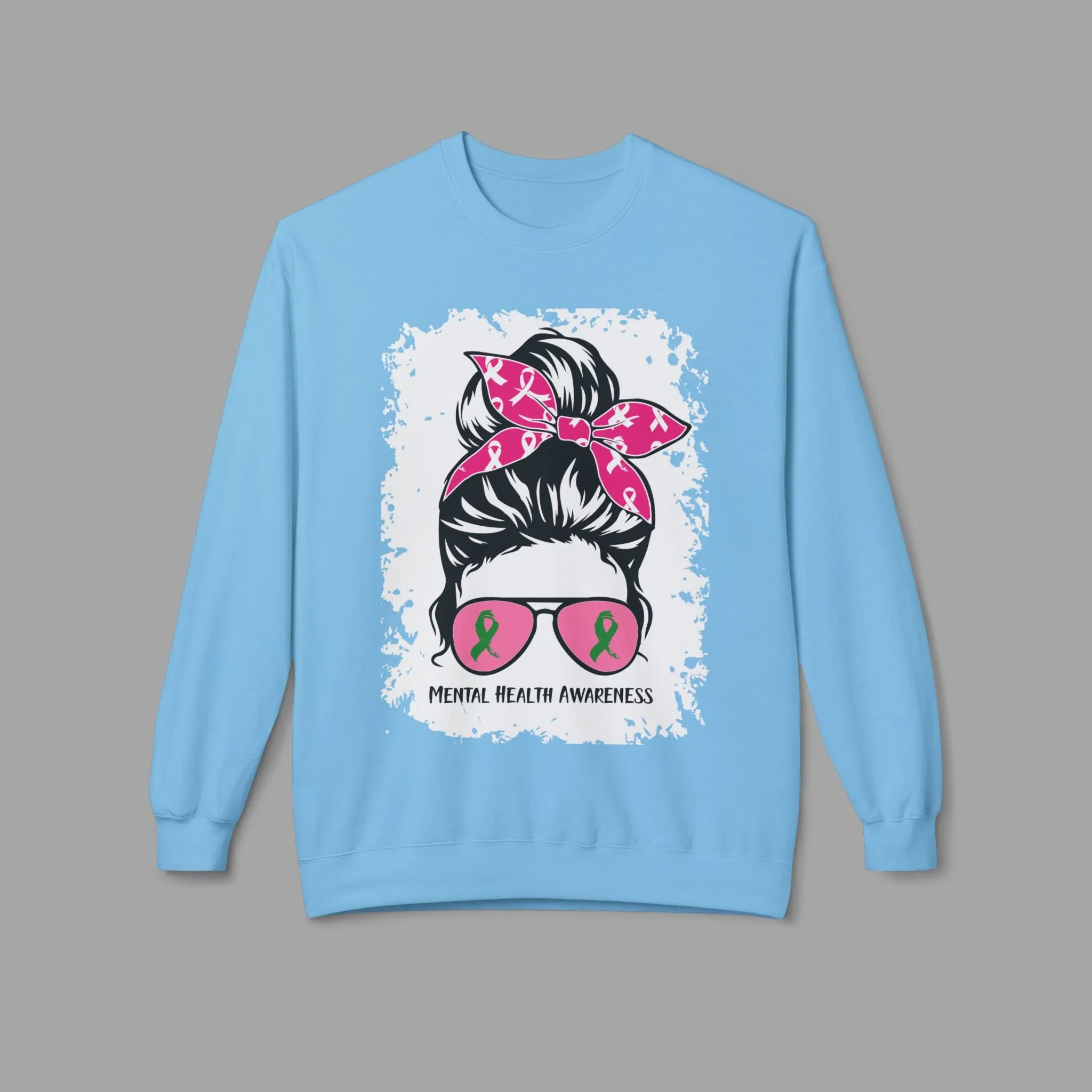 Messy Bun Mom Mental Health Awareness Sunglasses Unisex Heavy Blend Sweat Shirt