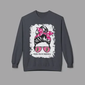 Messy Bun Mom Mental Health Awareness Sunglasses Unisex Heavy Blend Sweat Shirt