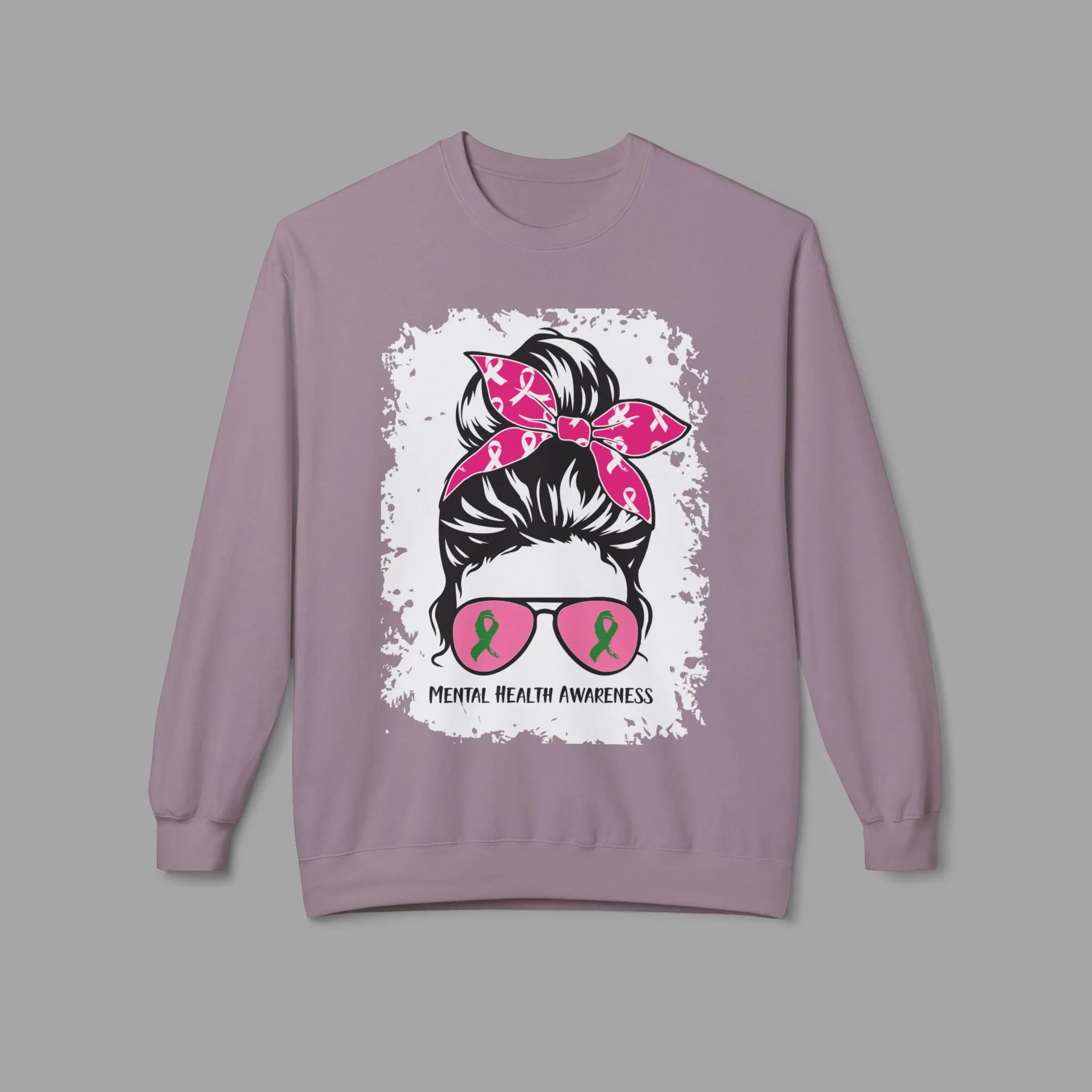 Messy Bun Mom Mental Health Awareness Sunglasses Unisex Heavy Blend Sweat Shirt