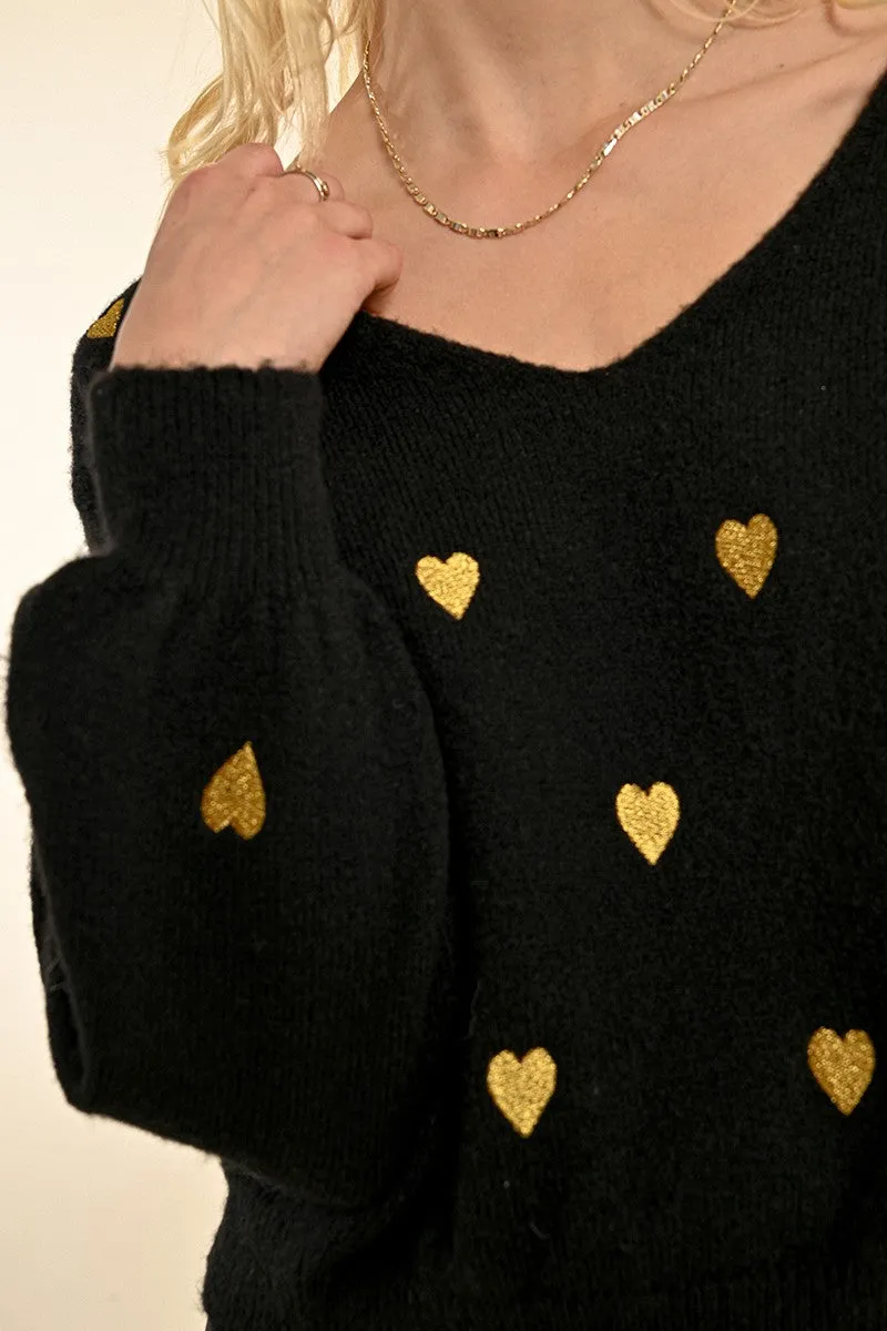 Molly Bracken Black Heart Sweater