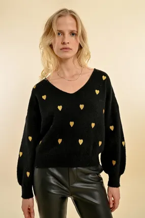 Molly Bracken Black Heart Sweater