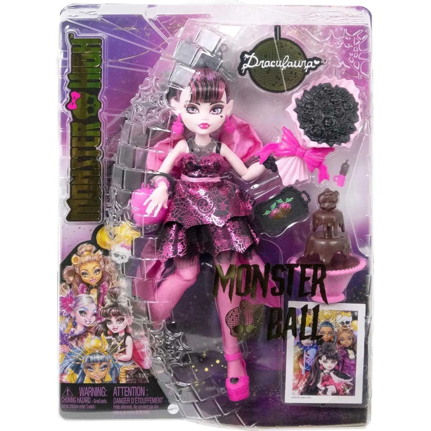 Monster High Doll, Draculaura in Monster Ball Party Dress with Themed Accessories Including Chocolate Fountain