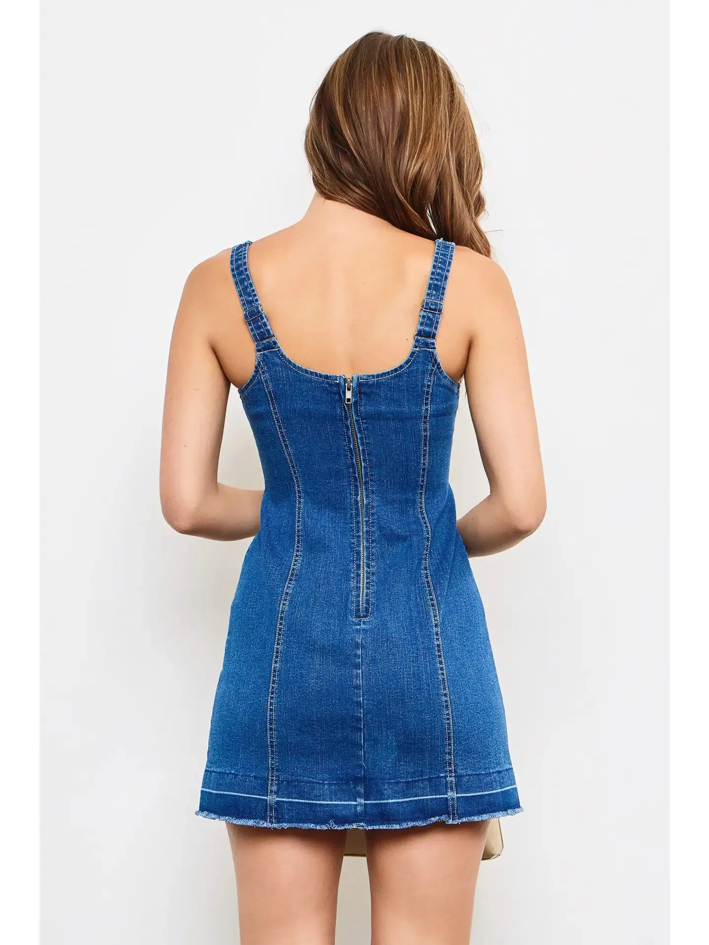 MS DENIM DRESS WITH CONTRAST STITCHING