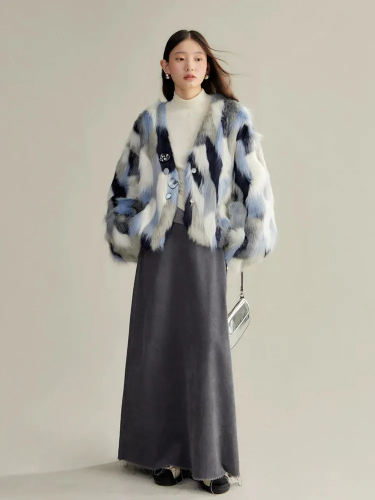 Multi-Colored Faux Fur Statement Coat