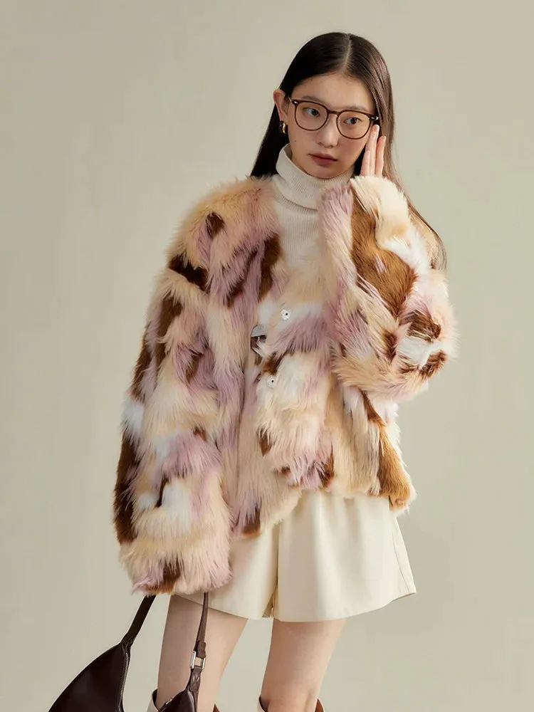 Multi-Colored Faux Fur Statement Coat