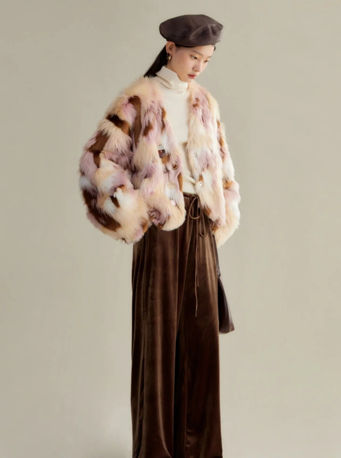 Multi-Colored Faux Fur Statement Coat