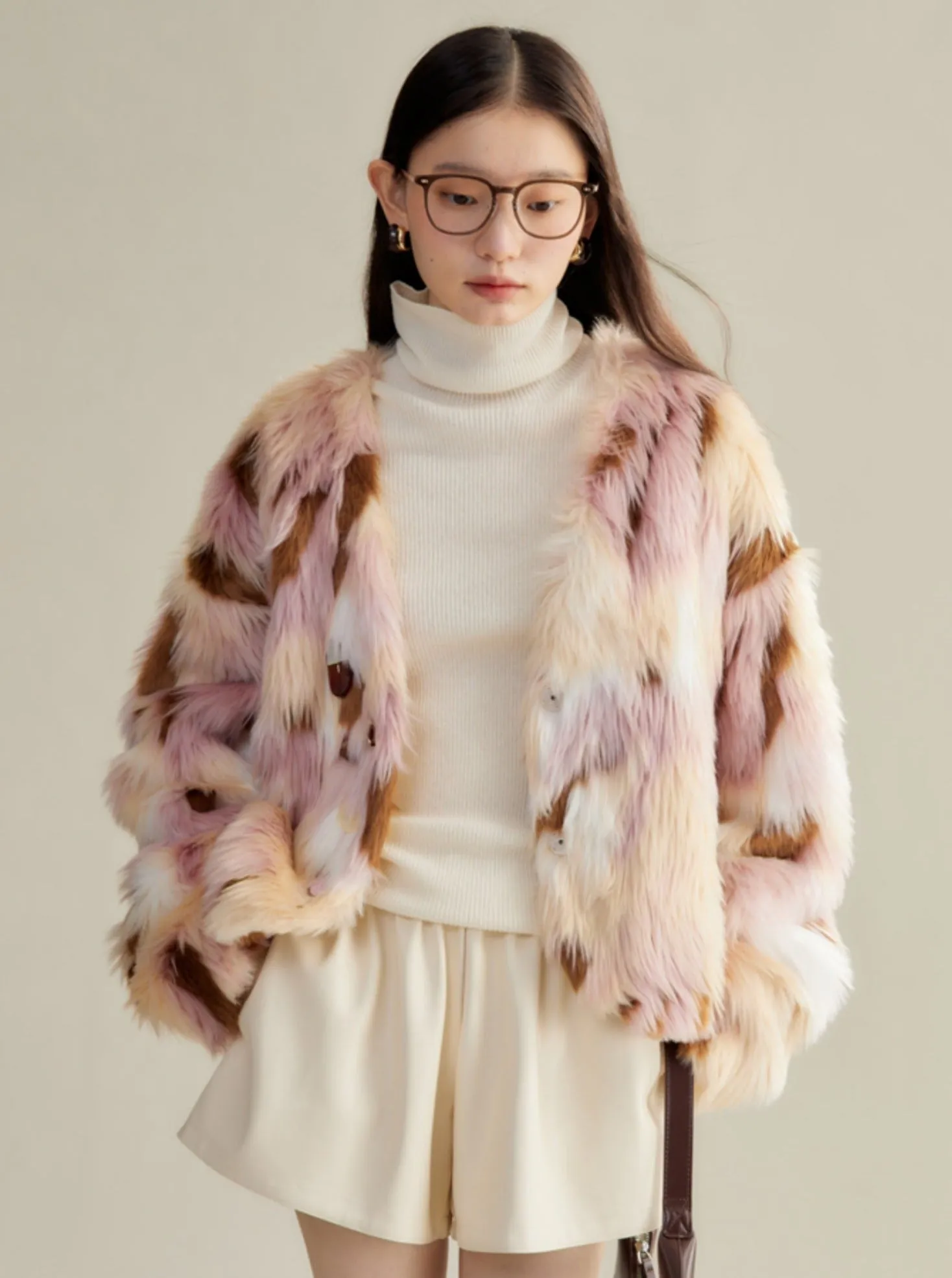 Multi-Colored Faux Fur Statement Coat