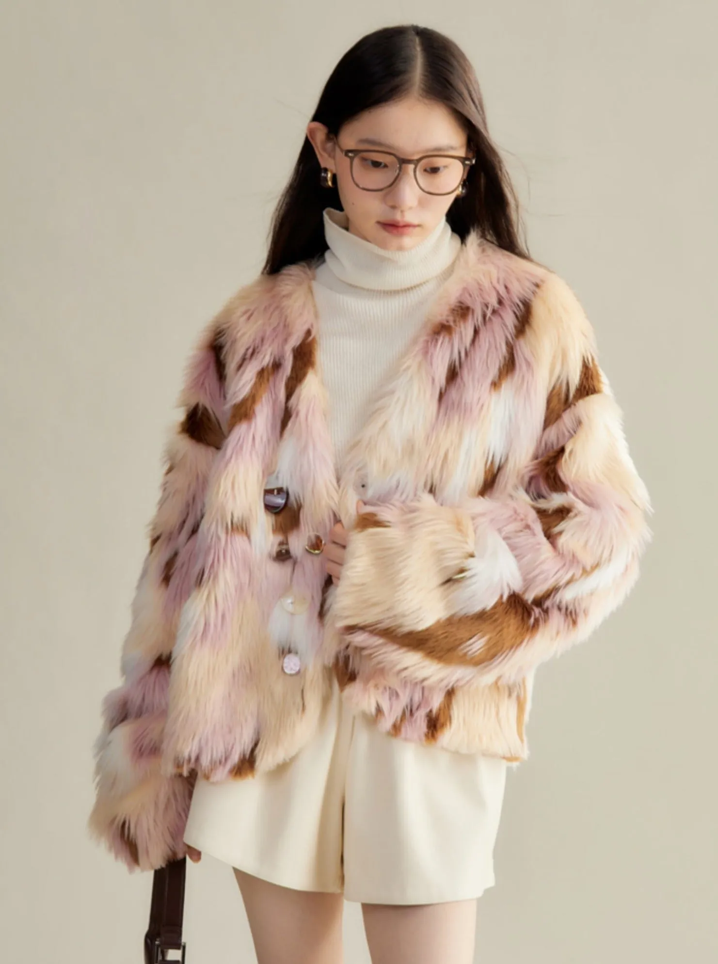 Multi-Colored Faux Fur Statement Coat