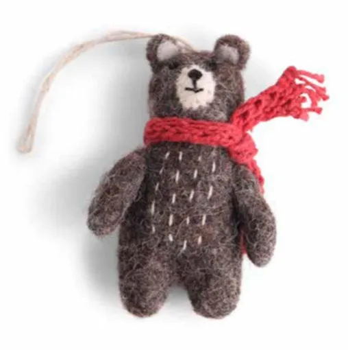 Én Gry & Sif Felt Bear w/ Scarf Ornament