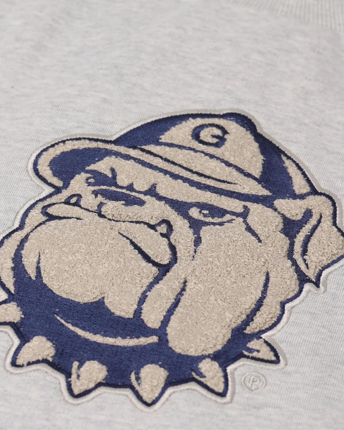 National Collegiate Athletic Association Georgetown Hoyas Team Logo Chenille Crewneck Grey Marle