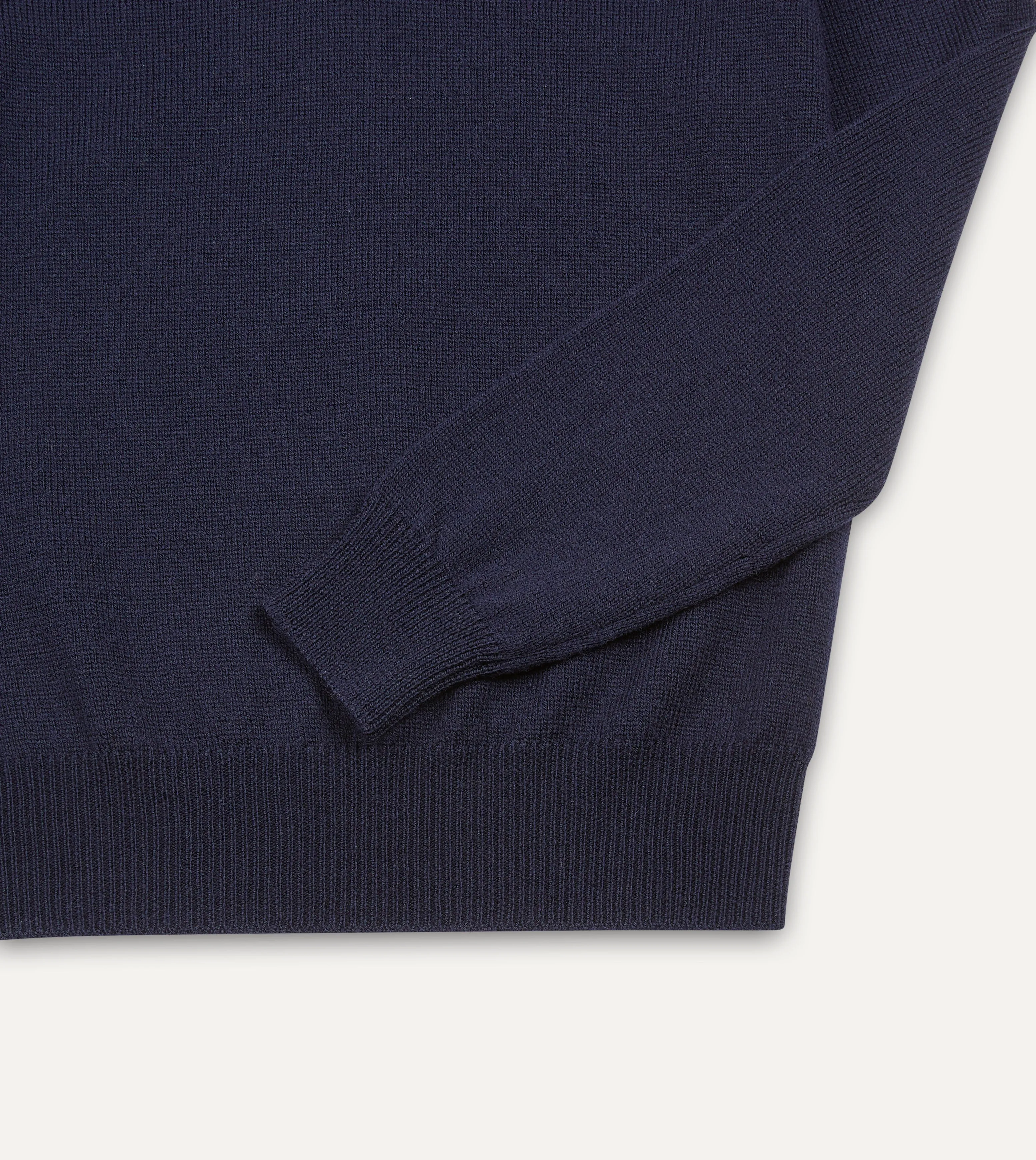 Navy Merino Wool V Neck Jumper