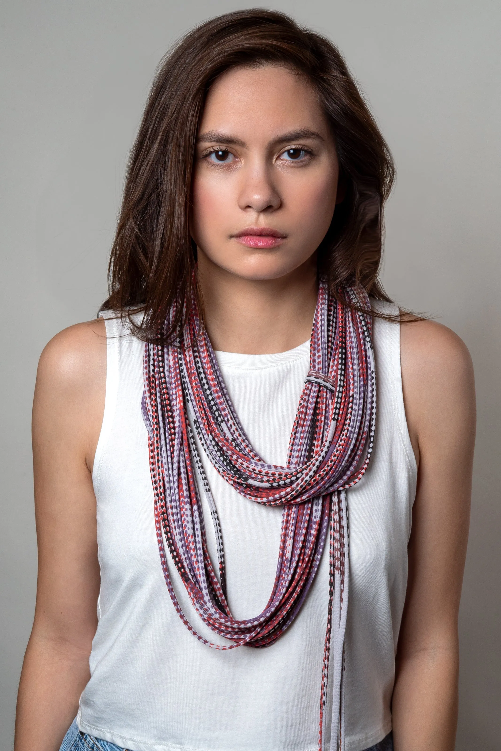 Necklush Infinity Scarf / Cayenne Red & Blueberry / Unisex