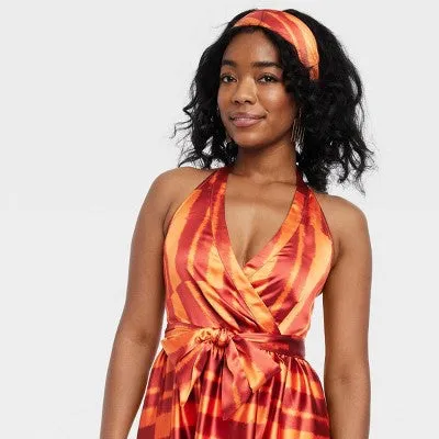 New - Black History Month Women's House of Aama Halter Neck A-Line Dress - Red Striped M