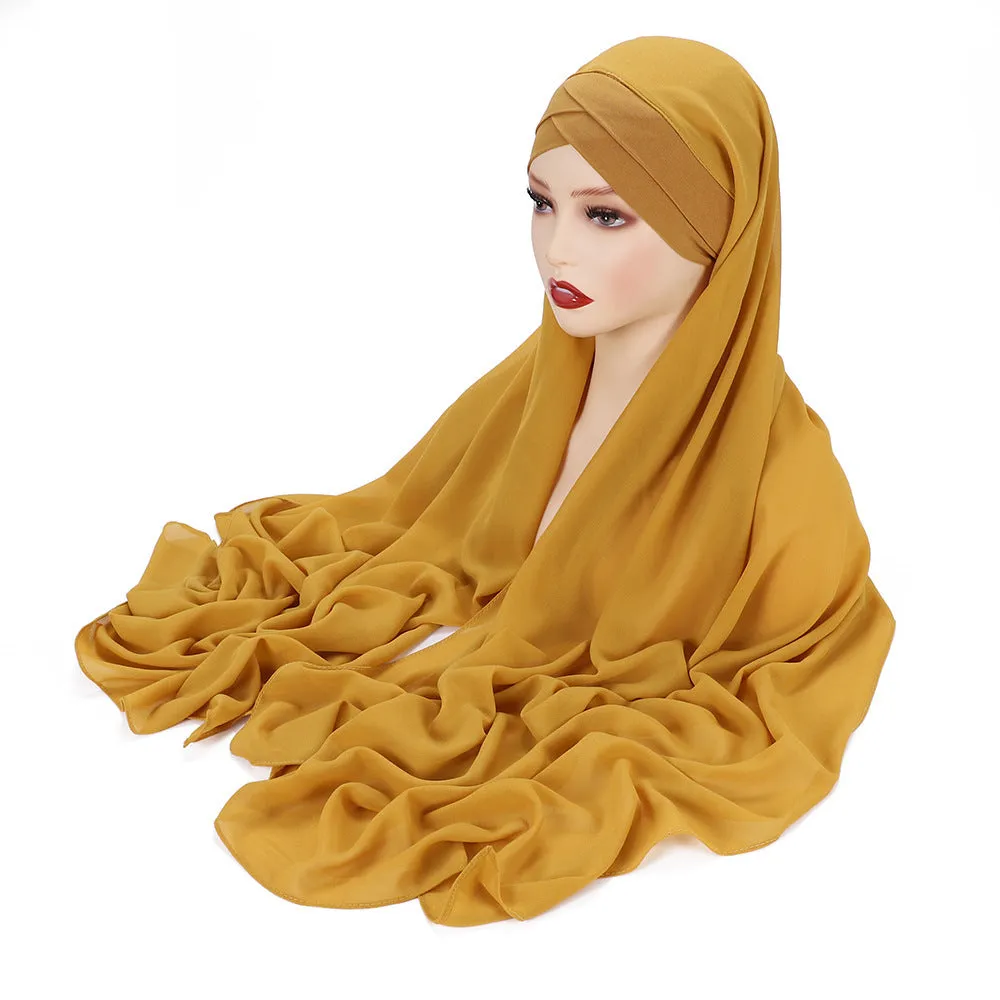 New Convenient Closed-toe Scarf Four Seasons Universal Plain Chiffon