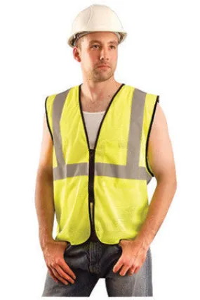 OccuNomix 2X - 3X Hi-Viz Yellow Value Polyester Mesh Standard Vest With Zipper Closure And 2" Silver Reflective Tape And 1 Pocket