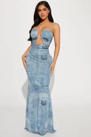 Ocean Mesh Maxi Dress - Blue/combo