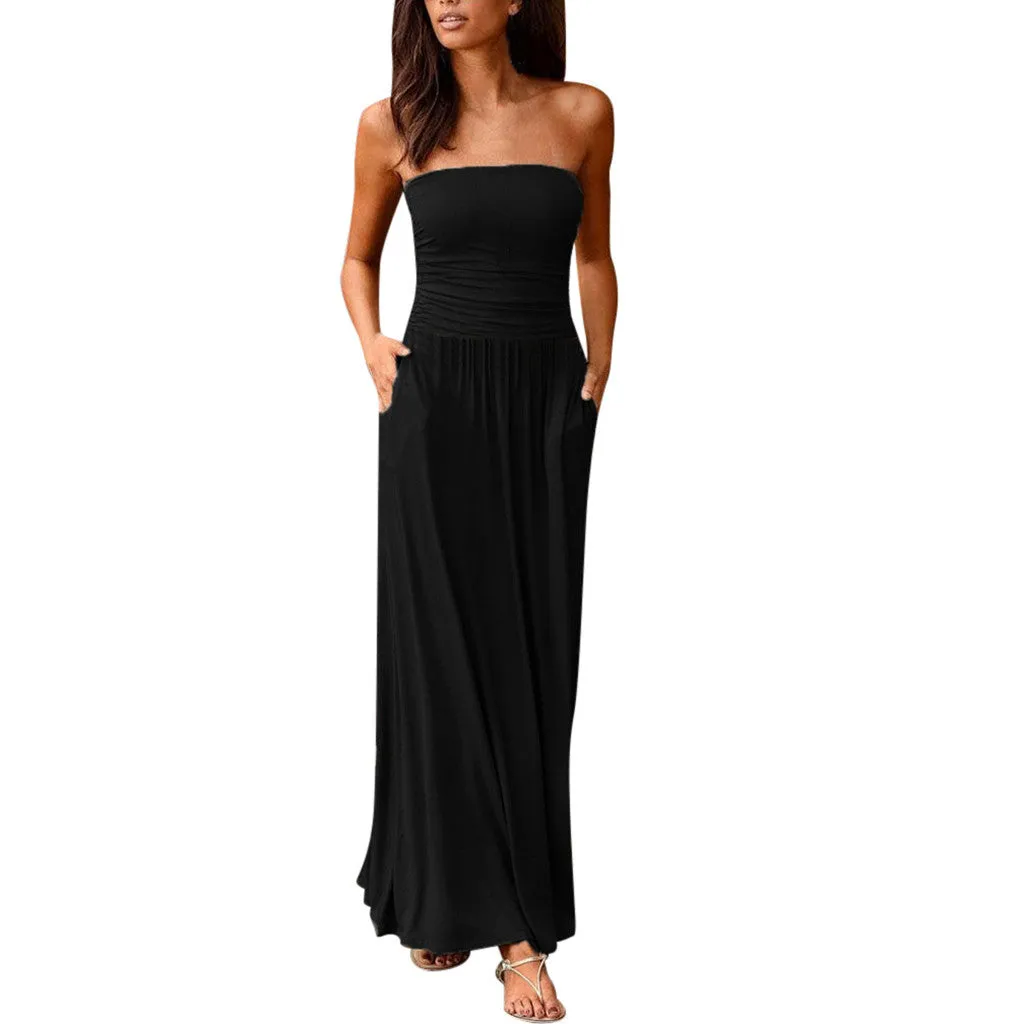 Olation Strapless Jersey Maxi Dress - Black