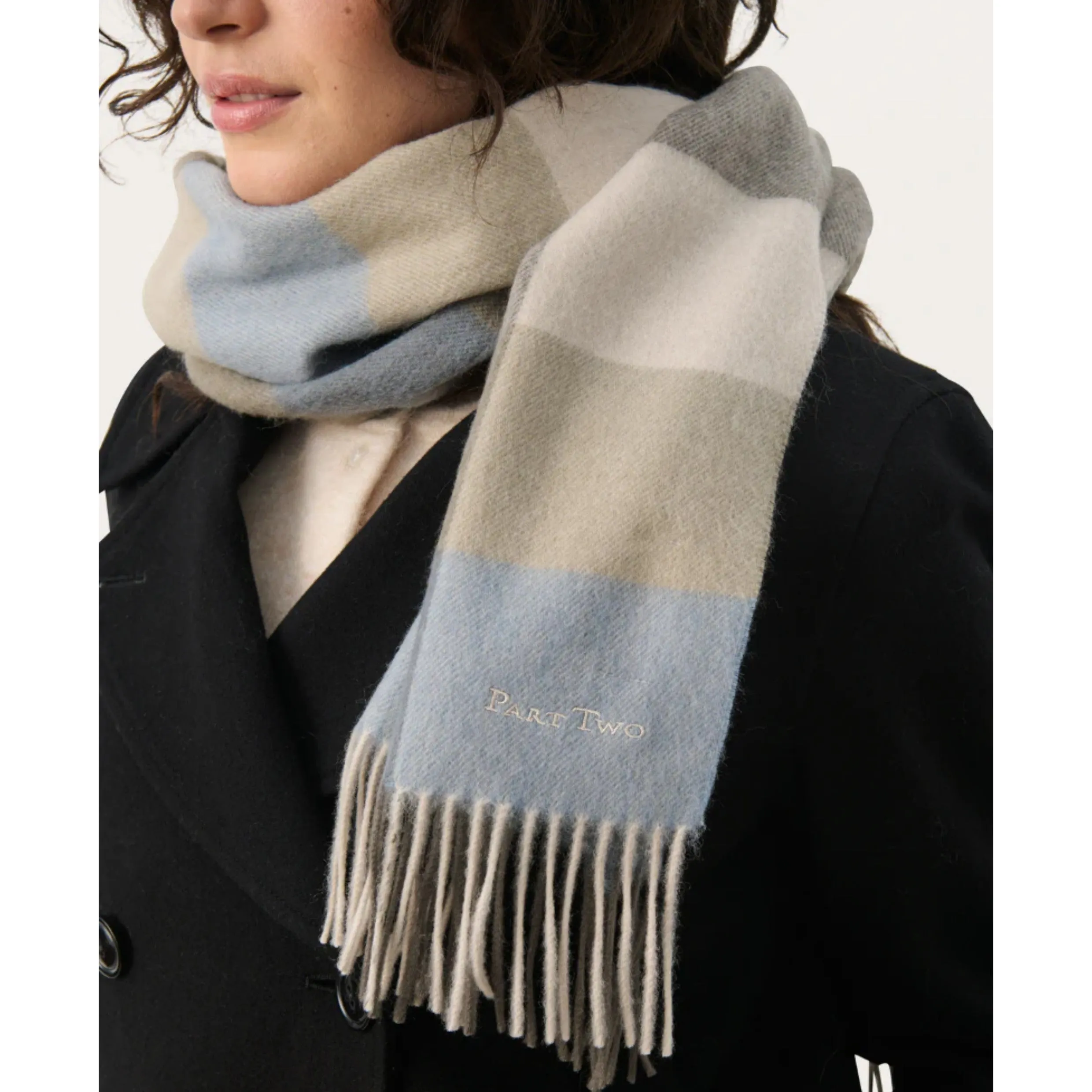 Part Two Kitha Wool Scarf in Smokey Olive Check 30308757