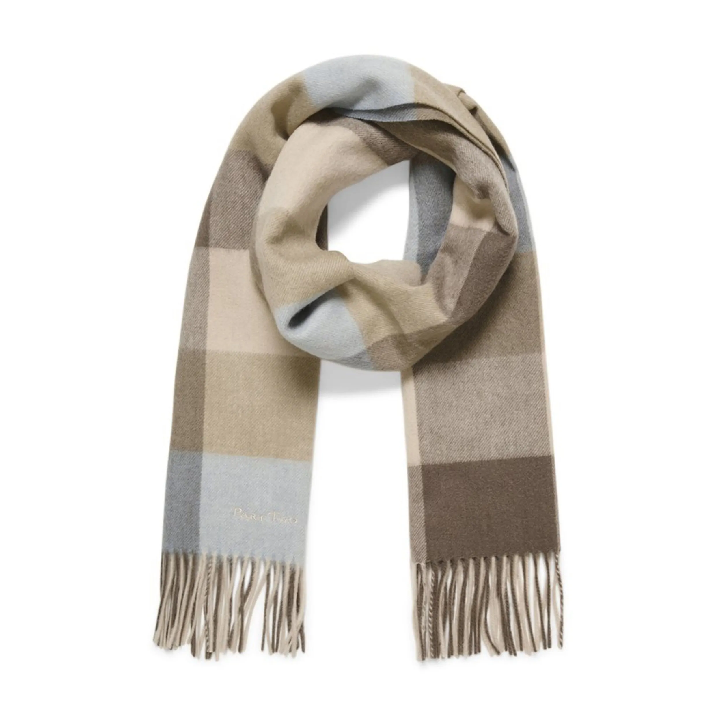 Part Two Kitha Wool Scarf in Smokey Olive Check 30308757