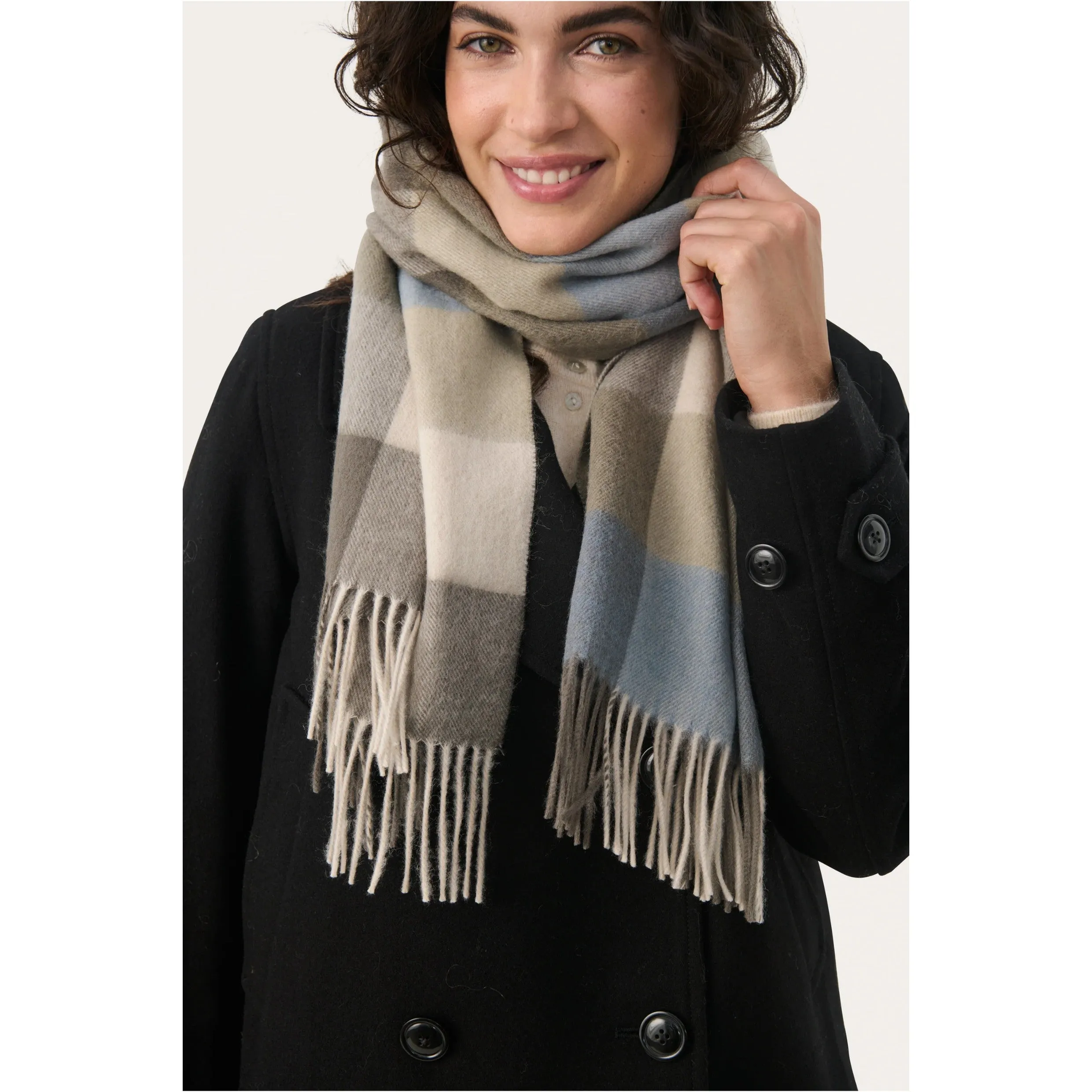 Part Two Kitha Wool Scarf in Smokey Olive Check 30308757