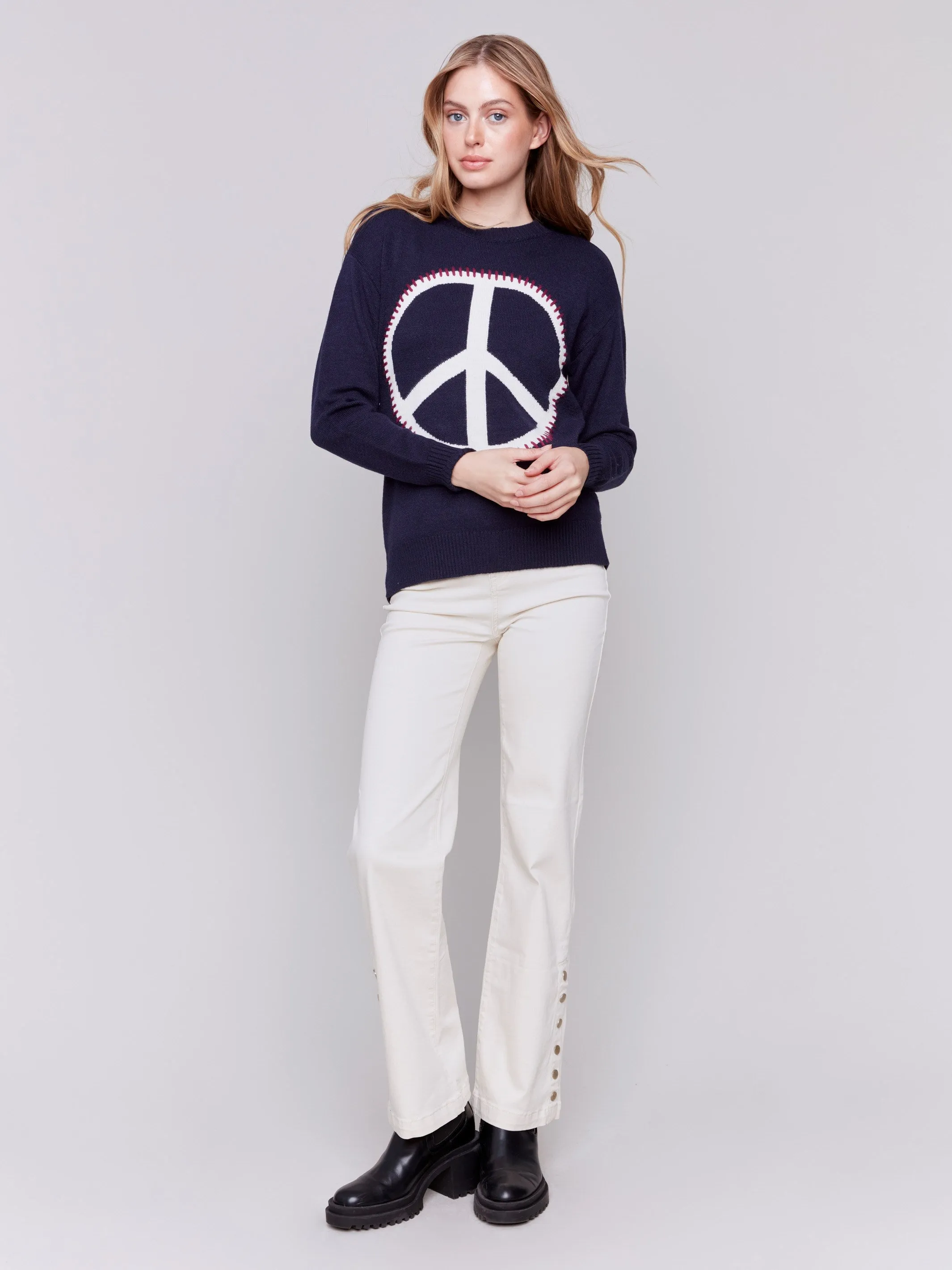 Peace Sign Sweater - Navy