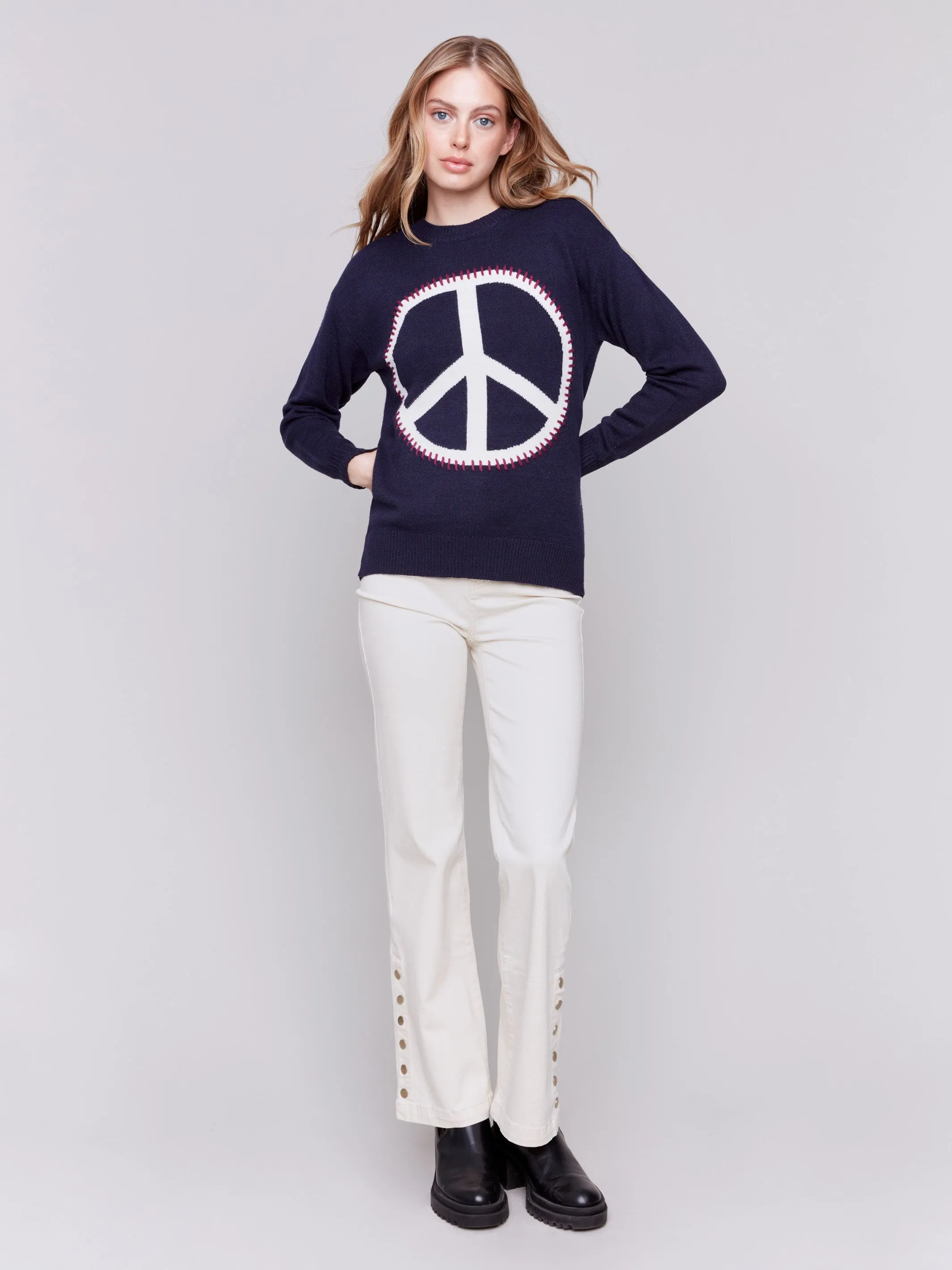 Peace Sign Sweater - Navy