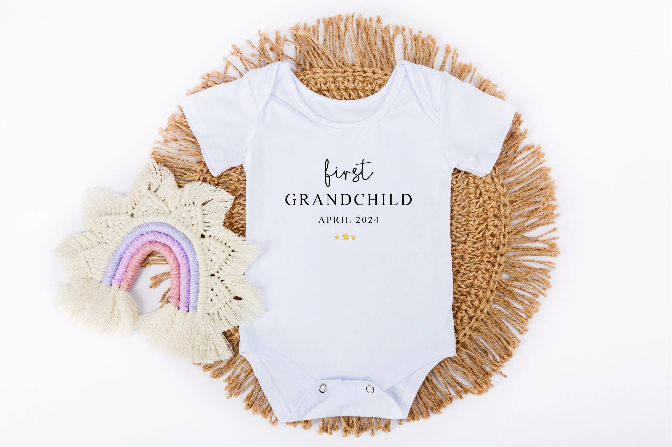 Personalised first grandchild Vest or Rompersuit - New Grandchild outfit, Pregnancy announcement