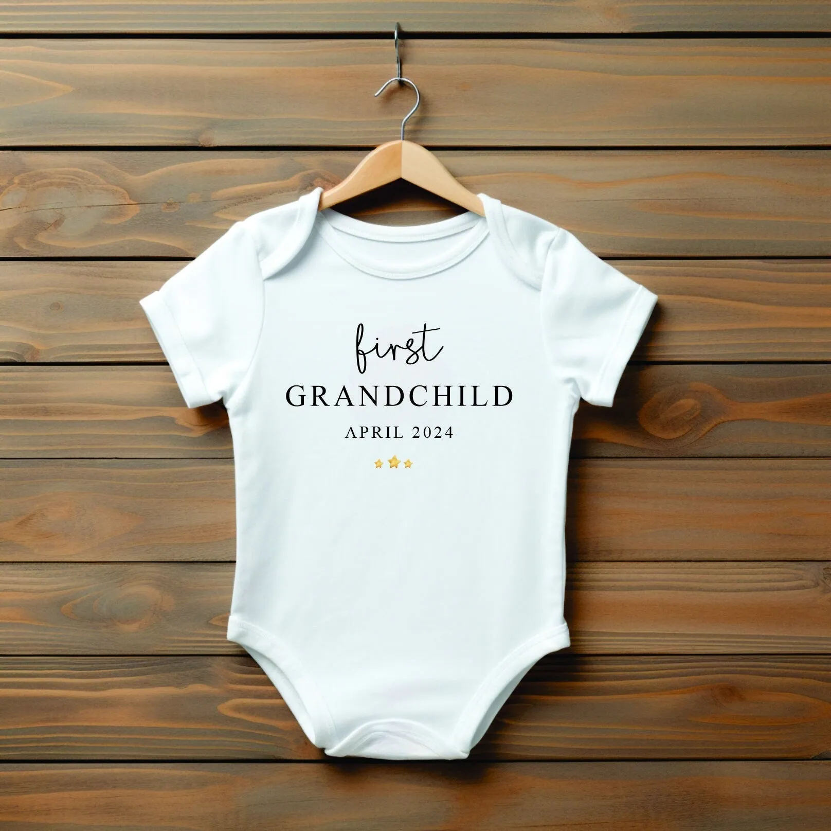 Personalised first grandchild Vest or Rompersuit - New Grandchild outfit, Pregnancy announcement