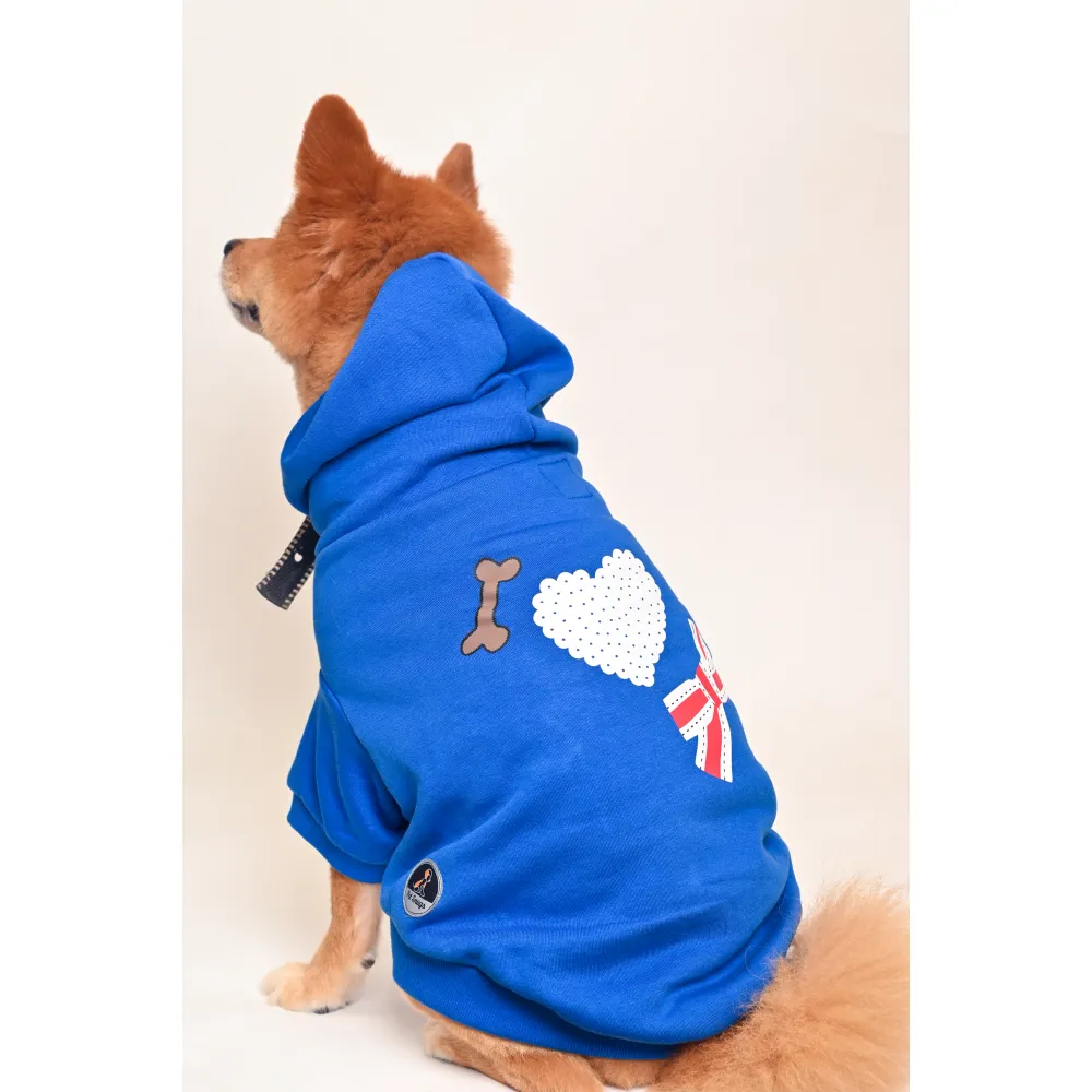 Petsnugs Cute Heart Hoodie for Dogs and Cats (Blue)