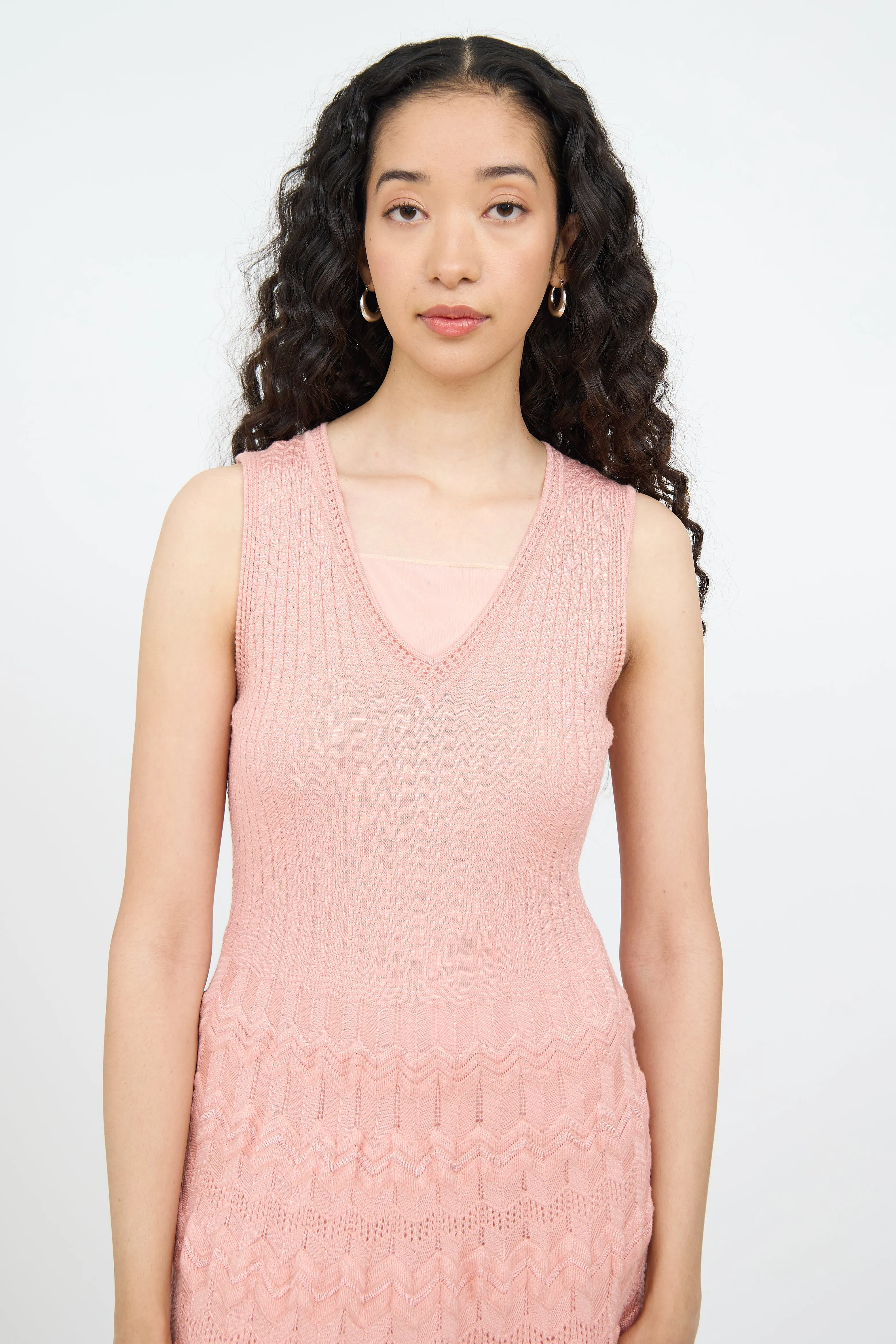 Pink Knit Sleeveless Dress