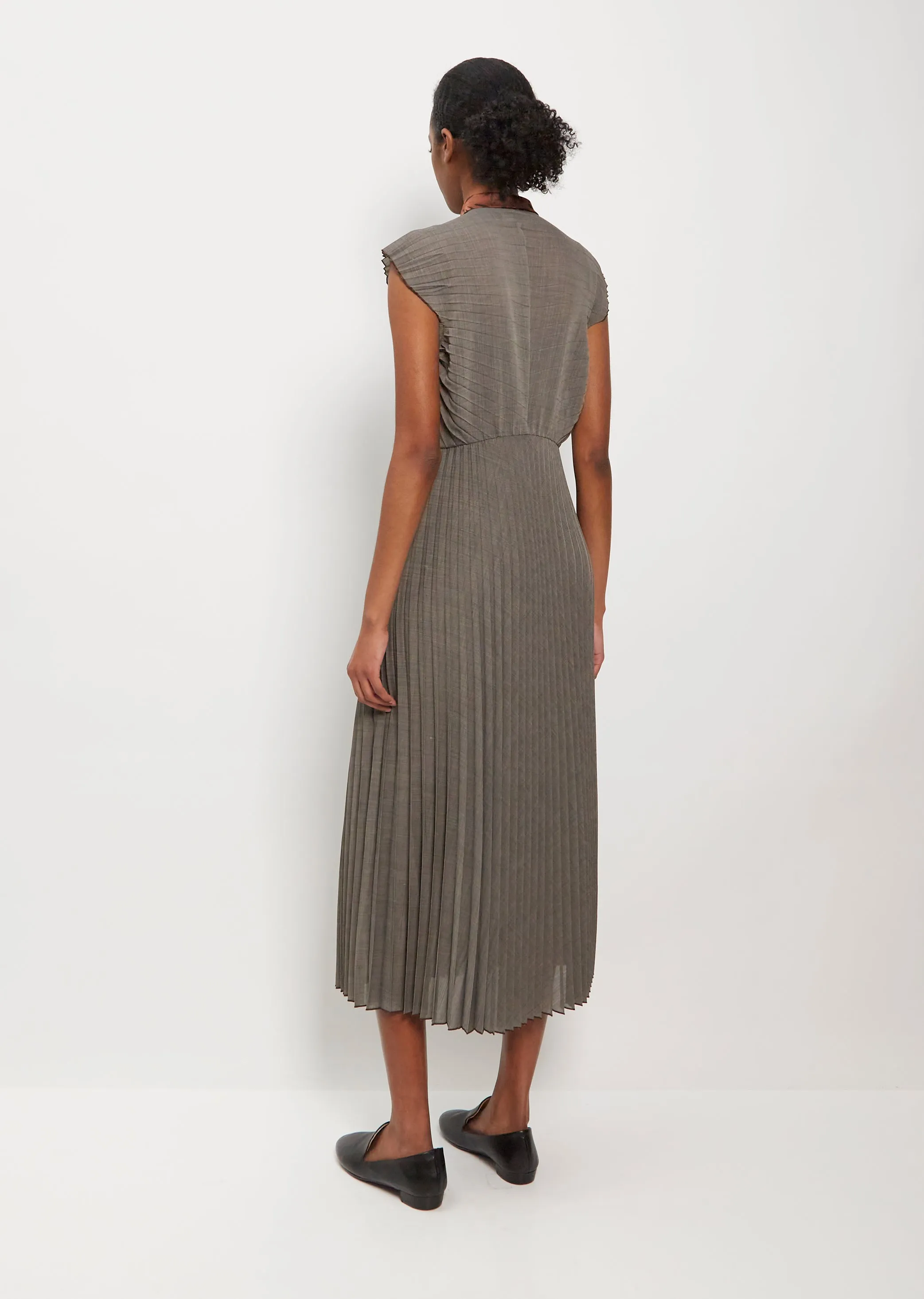 Pleated Sleeveless Dress — Charcoal