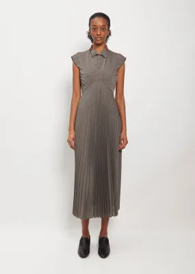 Pleated Sleeveless Dress — Charcoal