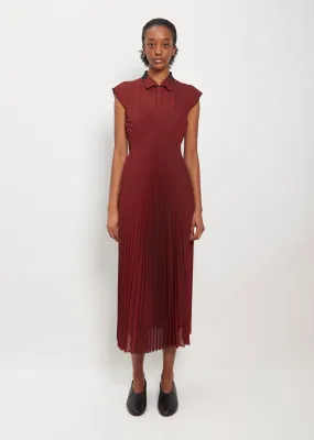 Pleated Sleeveless Dress — Red