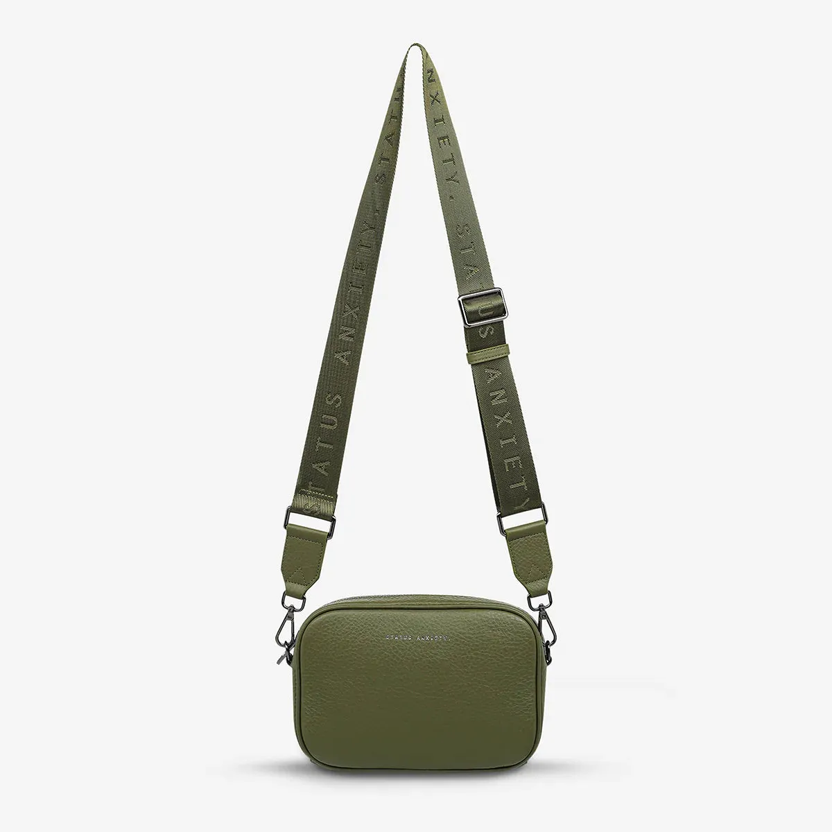 Plunder Leather Bag with Webbed Strap in Khaki