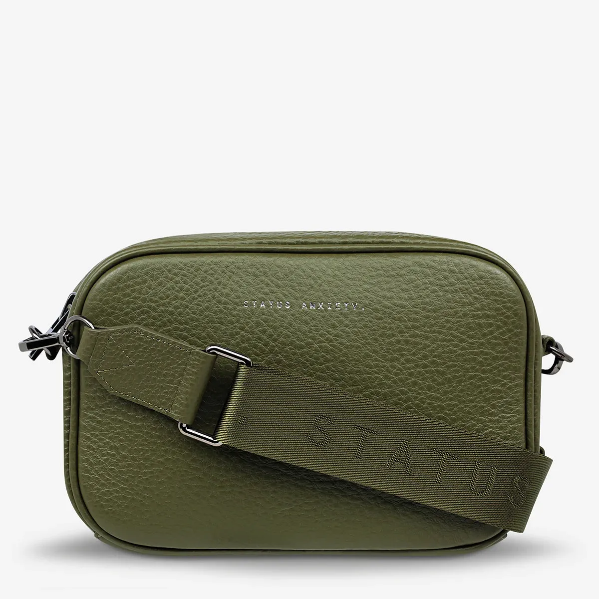 Plunder Leather Bag with Webbed Strap in Khaki