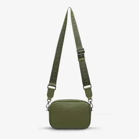 Plunder Leather Bag with Webbed Strap in Khaki