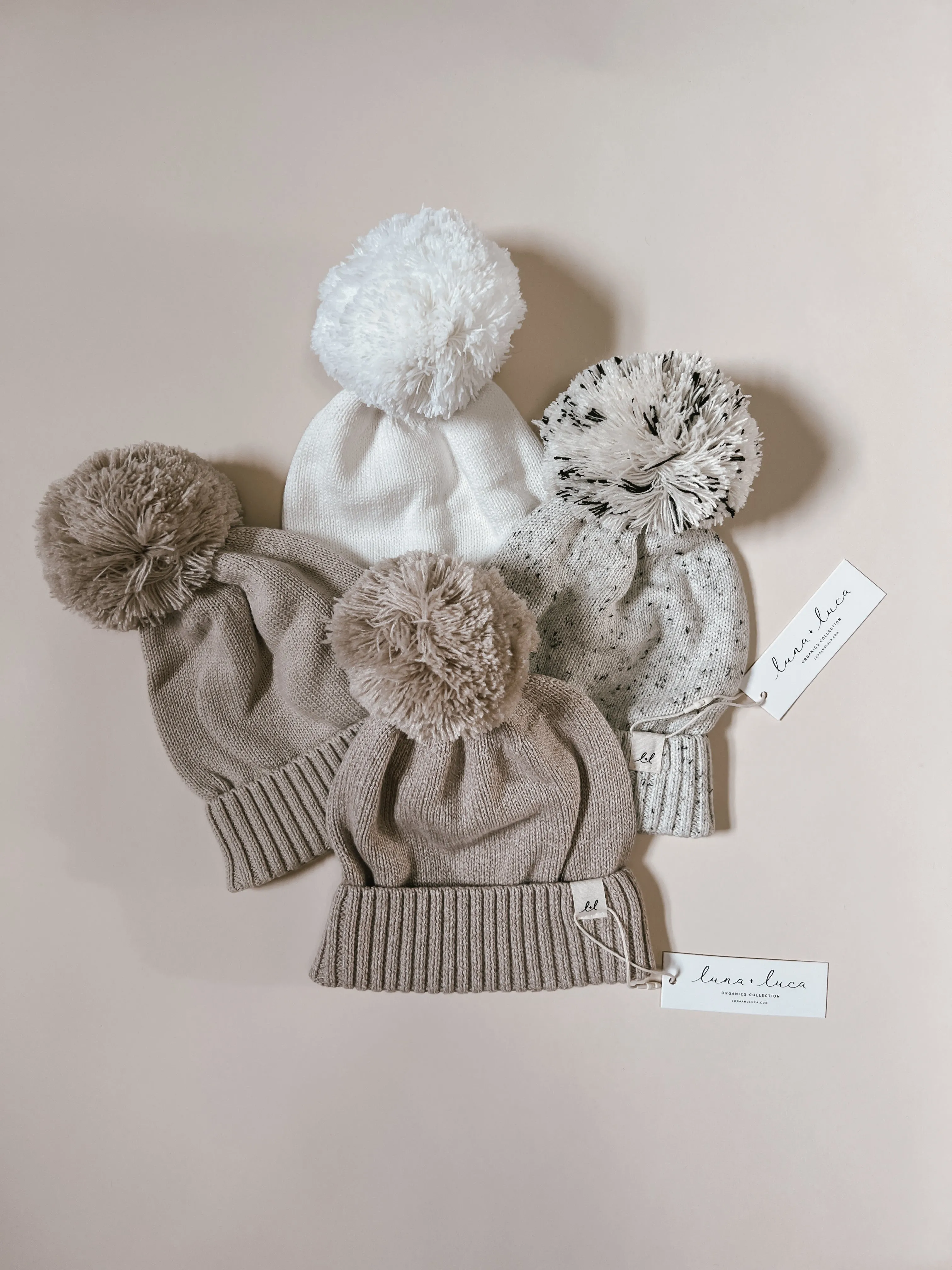 Pom Beanie - Heather Beige