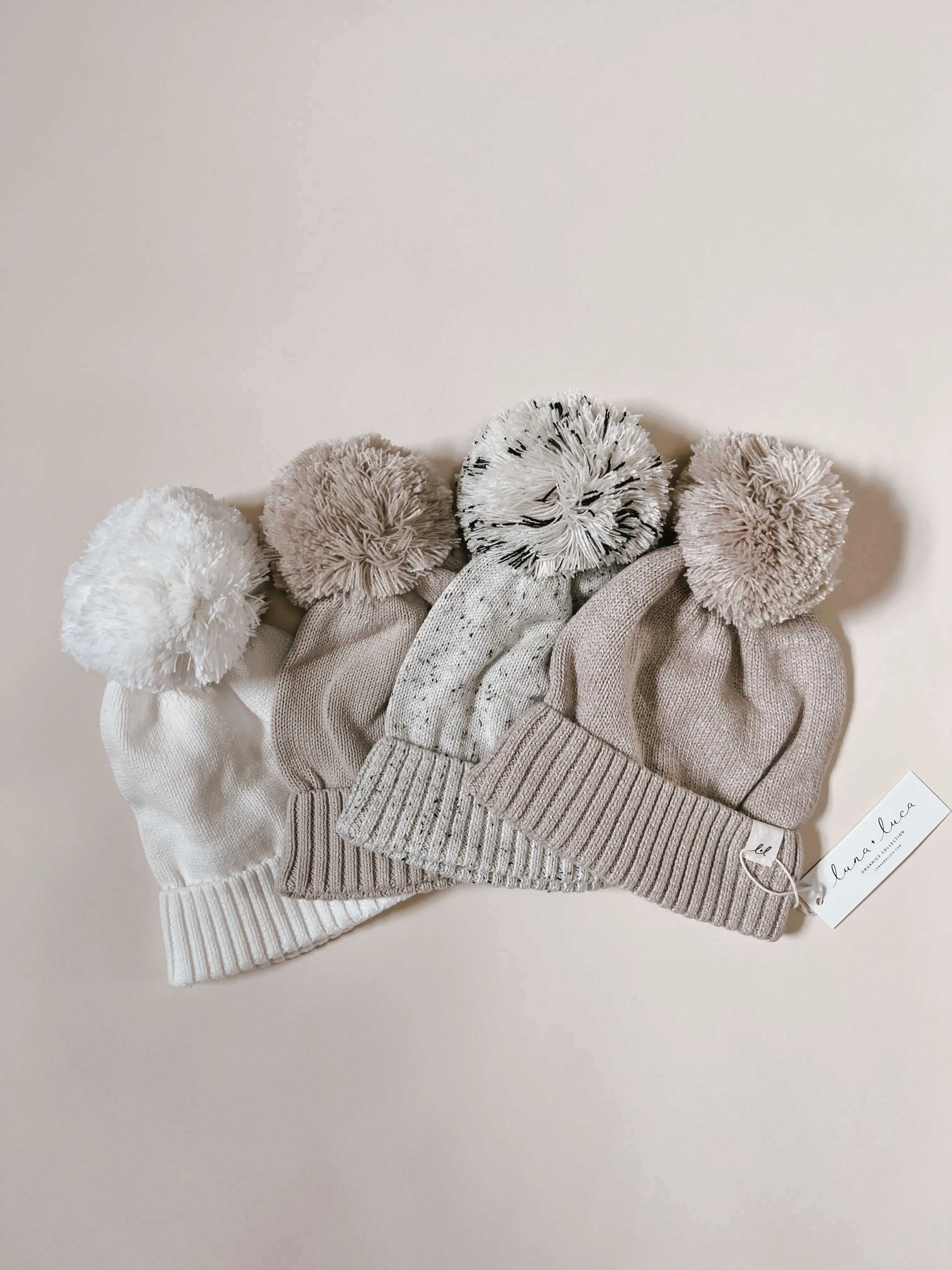 Pom Beanie - Heather Beige